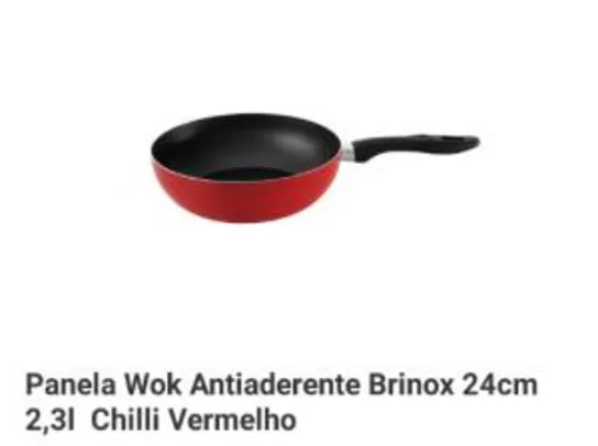 Panela Wok Antiaderente Brinox 24cm 2,3l Chilli Vermelho R$30