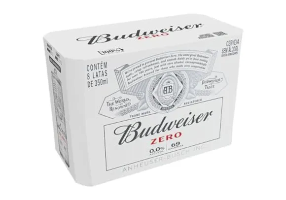 [REC] Pack Cerveja Budweiser Zero Álcool, 350ml, Lata - 8 unidades