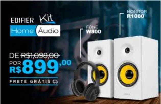 Kit Home Audio EDIFIER R1080BT - Branca + Fone Bluetooth W800BT 5.0 - R$811