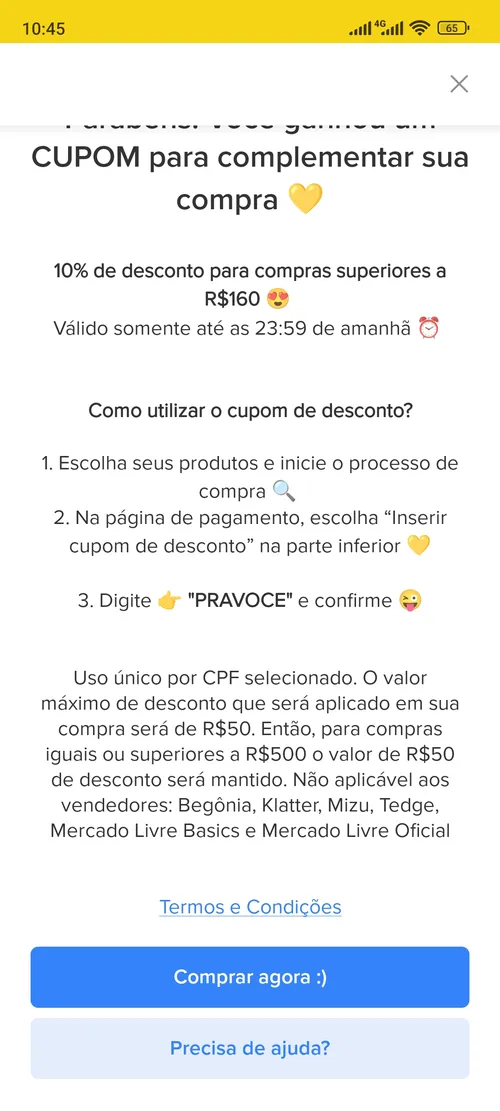 Imagem na descrição da promoção