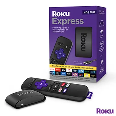 Roku Express Streaming Player Full HD com Controle Remoto
