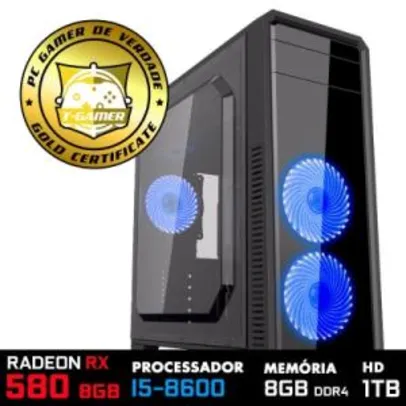 PC GAMER T-GAMER EDITION CORE INTEL I5 8600 3.1GHZ / RADEON RX 580 8GB / MEMÓRIA 8GB DDR4 / HD 1TB - R$3480