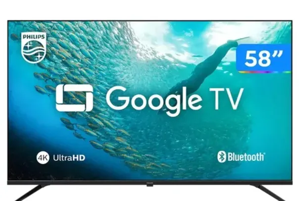 Smart TV 58" 4K UHD D-LED Philips Série 7019 58PUG7019/78 Wi-Fi Bluetooth Google Assistente 3 HDMI 2 USB