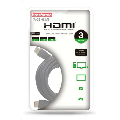 Cabo HDMI 4K 3 Metros Brasforma HDMI1403