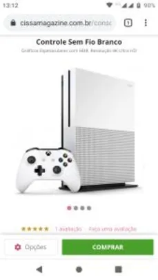 Console Microsoft Xbox One S 1TB + 1 Controle Sem Fio Branco R$1200