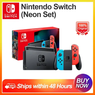 Nintendo Switch Game Console V2 Model Neon And Gray Set 6.2 Inch Lcd Touch Screen 4