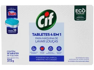 Detergente Tablete Lava-Louças Cif - Tabletes 4 em 1 315g