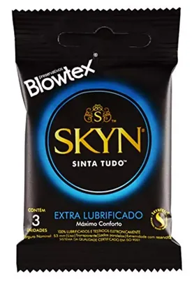 (REC) Preservativo Extra Lubrificado com 3 Unidades, SKYN