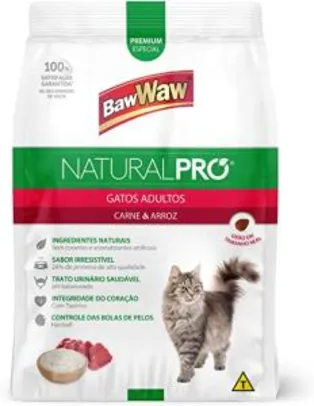 [Prime] Ração Baw Waw Natural Pro para gatos adultos sabor Carne e Arroz - 2,5kg