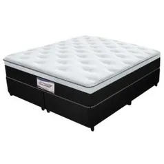 Cama Box + Colchão Casal Plumatex Lisboa com Pillow Inn e Molas Ensacadas 62x138x188 cm - Branco/Preto | R$699