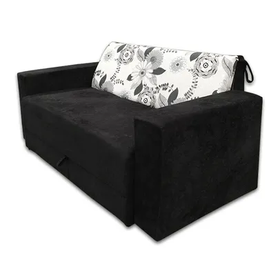 Sofá-Cama 2 Lugares Pratik 5000 Mamflex Preto/Cinza Floral Suede Amassado | R$488