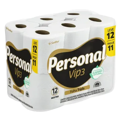 Personal Papel Higiênico Vip Folha Tripla Com 12 Rolos De 20M