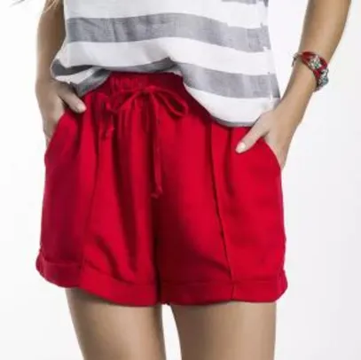 Shorts Feminino Em Tecido De Viscose Com Modelagem Comfort Folha - Vermelho | R$ 22