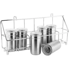 Porta Condimentos 6 Peças Inox - Hércules  - R$9