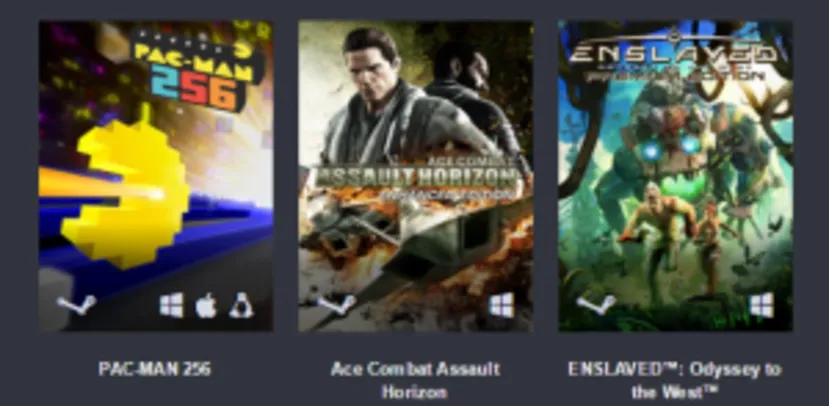ENSLAVED: Odyssey to the West + Ace Combat Assault Horizon + PAC-MAN 256 - STEAM PC - $1 Dolar ( R$ 3,10 )