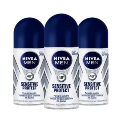 Leve 3 Pague 2 Desodorante Nivea Roll-On For Men Sensitive 50ml