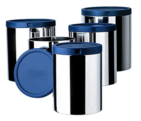 Conjunto de Mantimentos, Inox, 5 peças, Azul, Euro