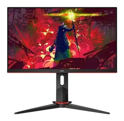 Monitor Gamer Speed 23,8'' 24g2he5 75hz Ips 1ms Wide Aoc Cor Preto/Vermelho 110V/220V