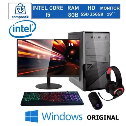 [AME R$1009] Computador completo + Kit Brazil pc Core I5 650 / 8GB ram/ ssd 256GB / Windows 10 com monitor