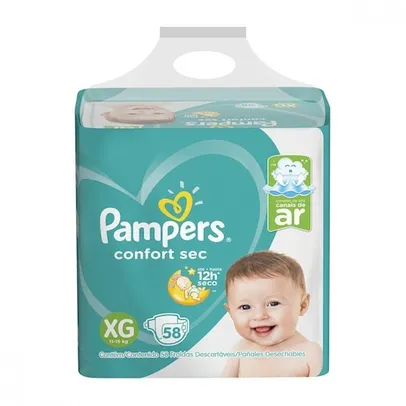 Kit de Fraldas Pampers Confort Sec Super 170 Unidades 58 XG e 112 XXG