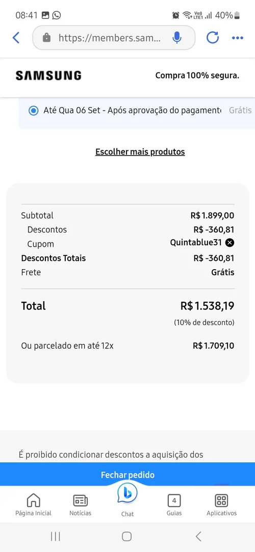 Imagem na descrição da promoção