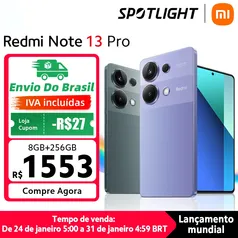 Versão global Smartphone Xiaomi Redmi Note 13 Pro 4G 8/256GB