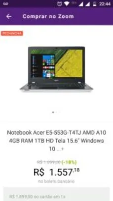 Saindo por R$ 1557: Notebook Acer E5-553G-T4TJ AMD A10 9600P 15,6" 4GB HD 1 TB Radeon R7 M440 Windows 10 - R$1557 | Pelando