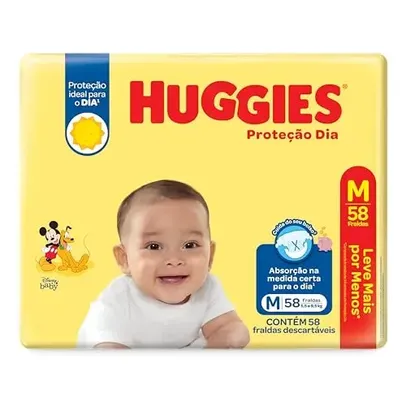 [R$ 77 por 2unid + cupom + prime] Huggies Fralda Proteção Dia Tam. M - 58 fraldas