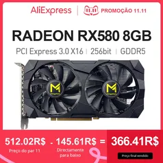 (Novos Usuários) Placa gráfica de computador radr580, 8gb