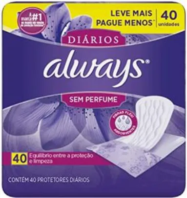 [PRIME] Protetores Diários Always sem Perfume 40 Unidades, Always | R$10