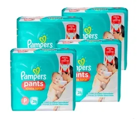 Kit 104 fraldas descartáveis Pampers - Tamanho P | R$76