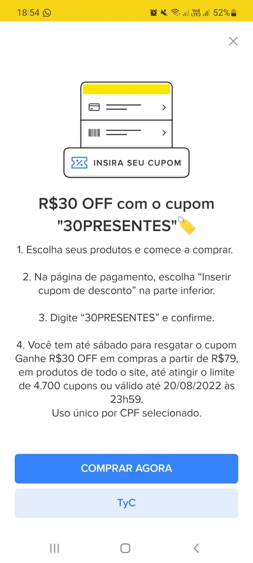 Imagem na descrição da promoção