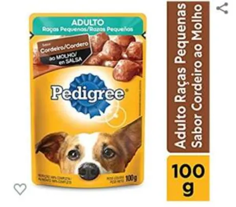 [Amazon Prime] Ração Úmida Pedigree Sachê Cordeiro ao Molho para Cães Adultos de Raças Pequenas 100g