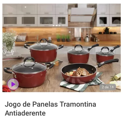 Jogo de Panelas Tramontina Antiaderente - de Alumínio Vermelho 5 Peças Convida Mônaco