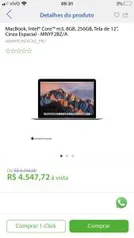 MacBook, Intel® Core™ m3, 8GB, 256GB, Tela de 12”, Cinza Espacial