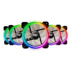 Kit 5 fans 120mm Aigo RGB DR12 | R$230