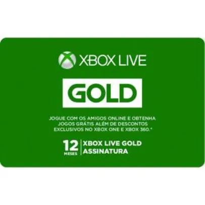 Microsoft Xbox Live Gold - 12 Meses - R$126