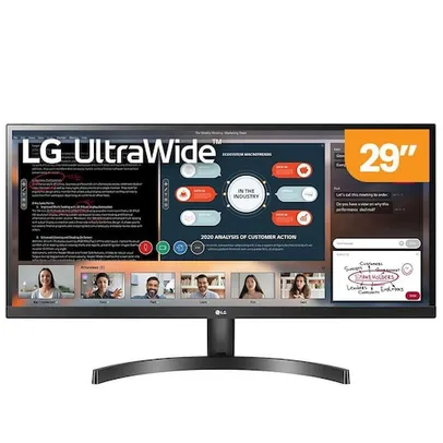 Monitor Ultrawide LG 29&quot; Full HD, IPS LED, 75Hz, 2x HDMI, HDR10, VESA, FreeSync, 29WL500, Preto