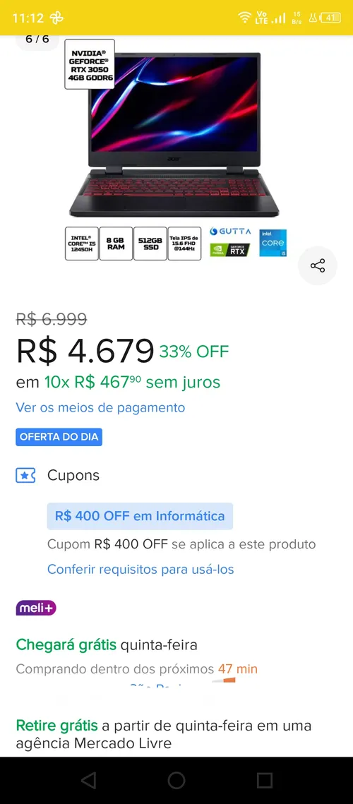 Imagem na descrição da promoção