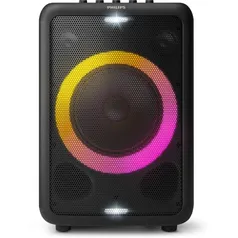 PHILIPS Party Speaker bluetooth com luzes de led, bluetooth, usb, auxiliar, entradas para microfone e guitarra e energia para 14h TAX3206/78