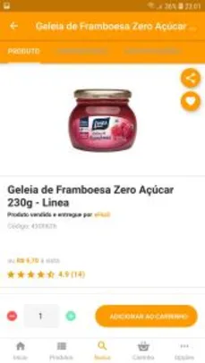 Geleia de Framboesa Zero Açúcar 230g - Linea | R$9