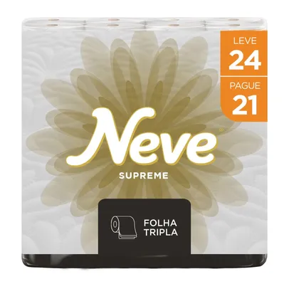 Papel Higiênico Neve folha tripla Supreme Leve 24 Pague 21 - 24 Rolos