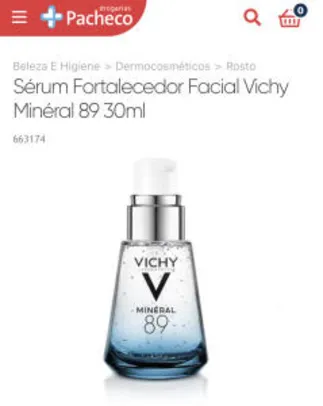 Sérum Fortalecedor Facial Mineral 89 Vichy 30ml | R$90