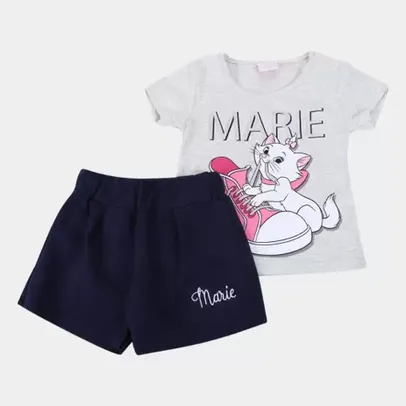 Conjunto Bebê Disney Camiseta E Shorts Moletinho Marie R$27,89 a vista