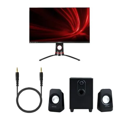 [AME R$1280]Monitor Kaizen 27 Pol IPS 144hz FullHD + Caixa de Som 2.1 c/ Subwoofer 20w 