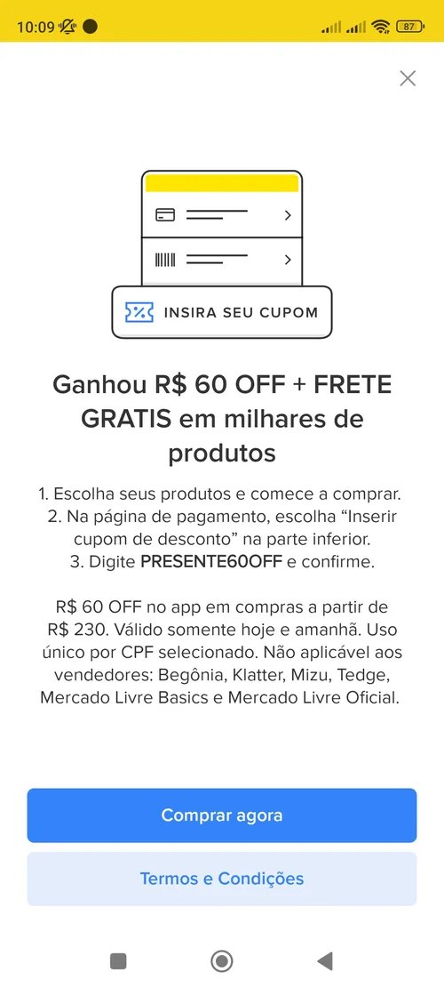 Imagem na descrição da promoção