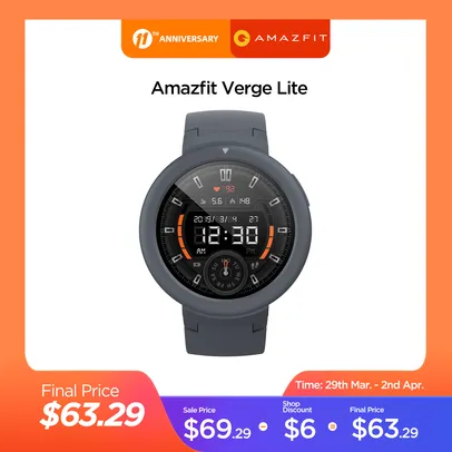 Xiaomi Huami Amazfit Verge Lite Smartwatch | R$301
