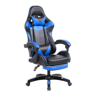 Cadeira Gamer Prizi JX-1039B, até 120 kg, com Almofadas na lombar e pescoço, Azul