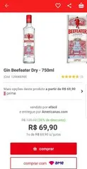 Gin Beefeater Dry - 750 ml - R$70