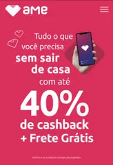 Compre com AME em lojas on-line e ganhe até 40% cashback e frete grátis